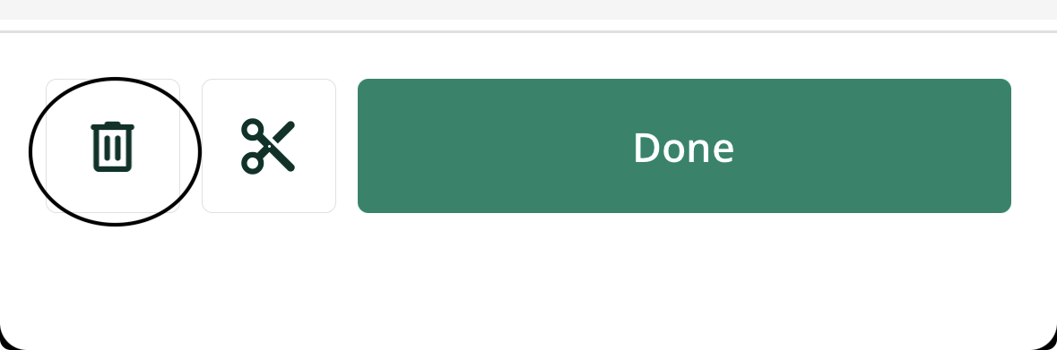 Garbage bin icon to delete trip on app