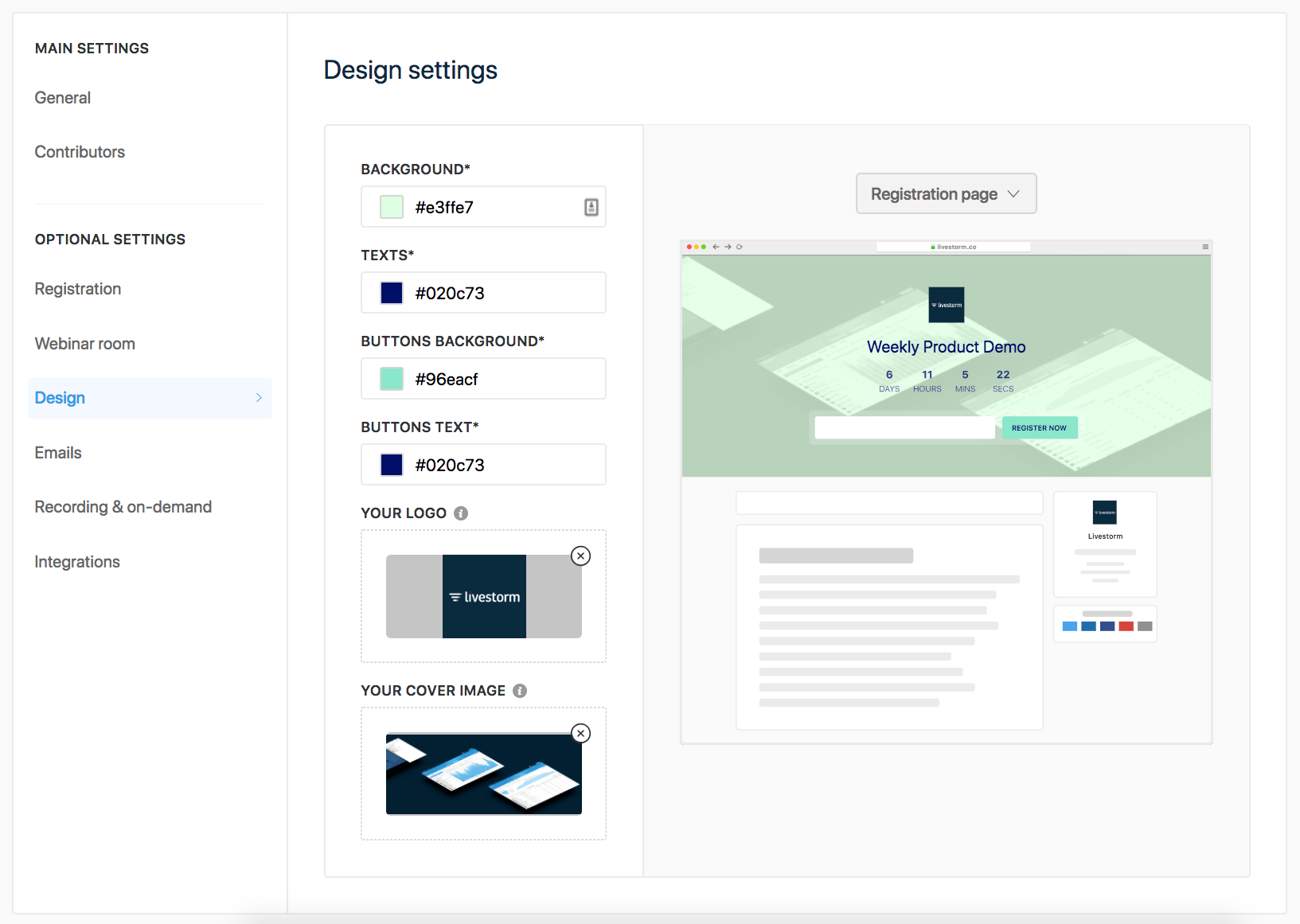 how do i customize my webinar branding documentation livestorm