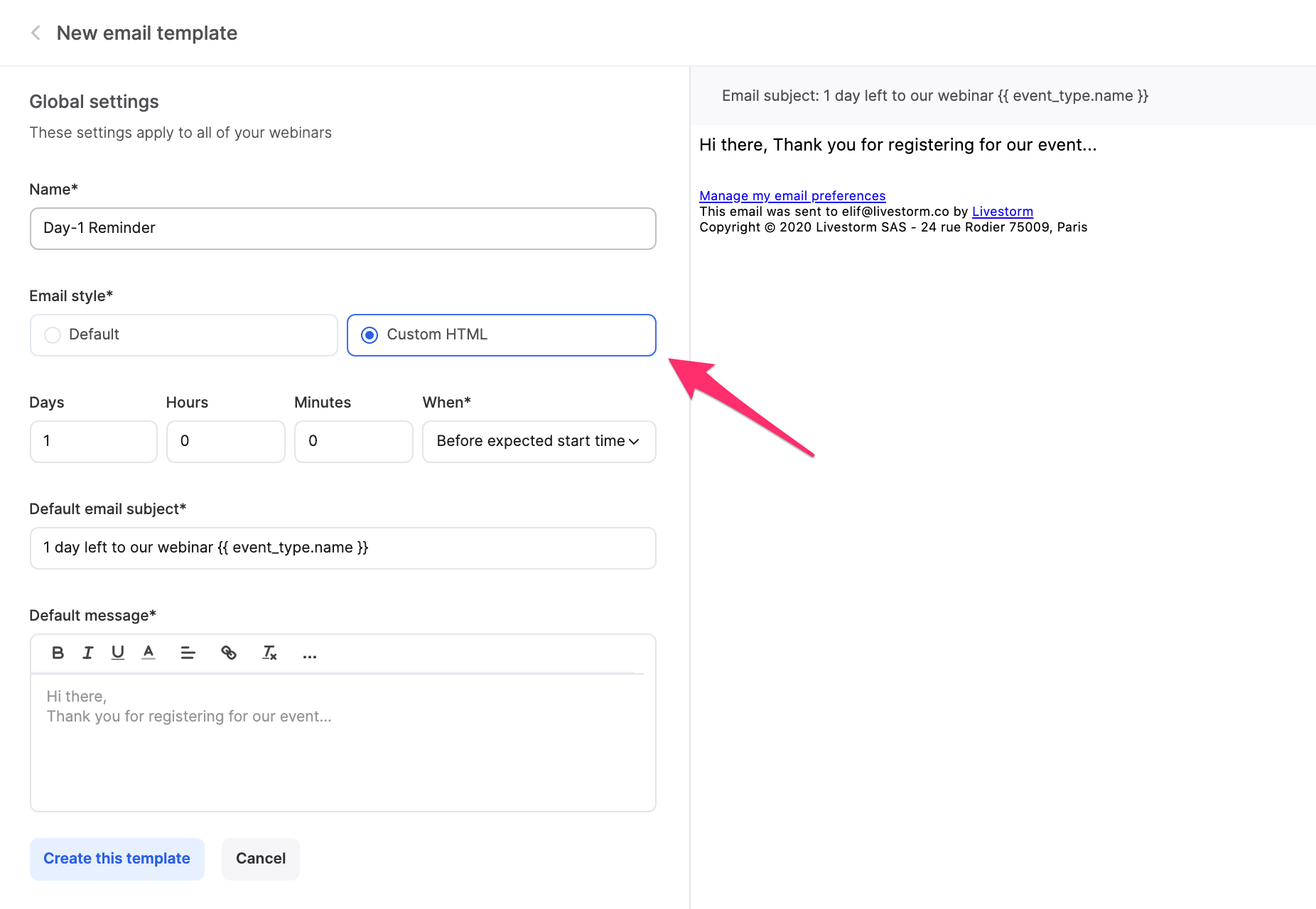 Customize & Edit the Content of Your Emails - Documentation | Livestorm