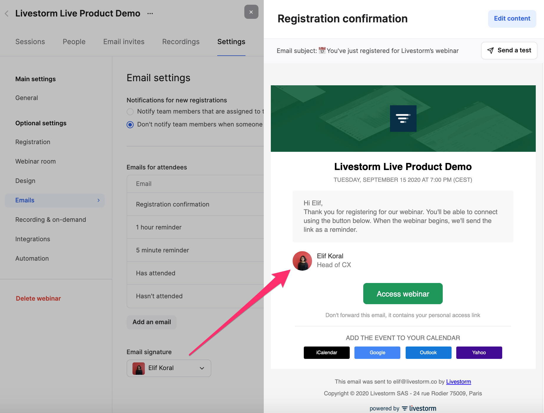 Customize & Edit the Content of Your Emails - Documentation | Livestorm