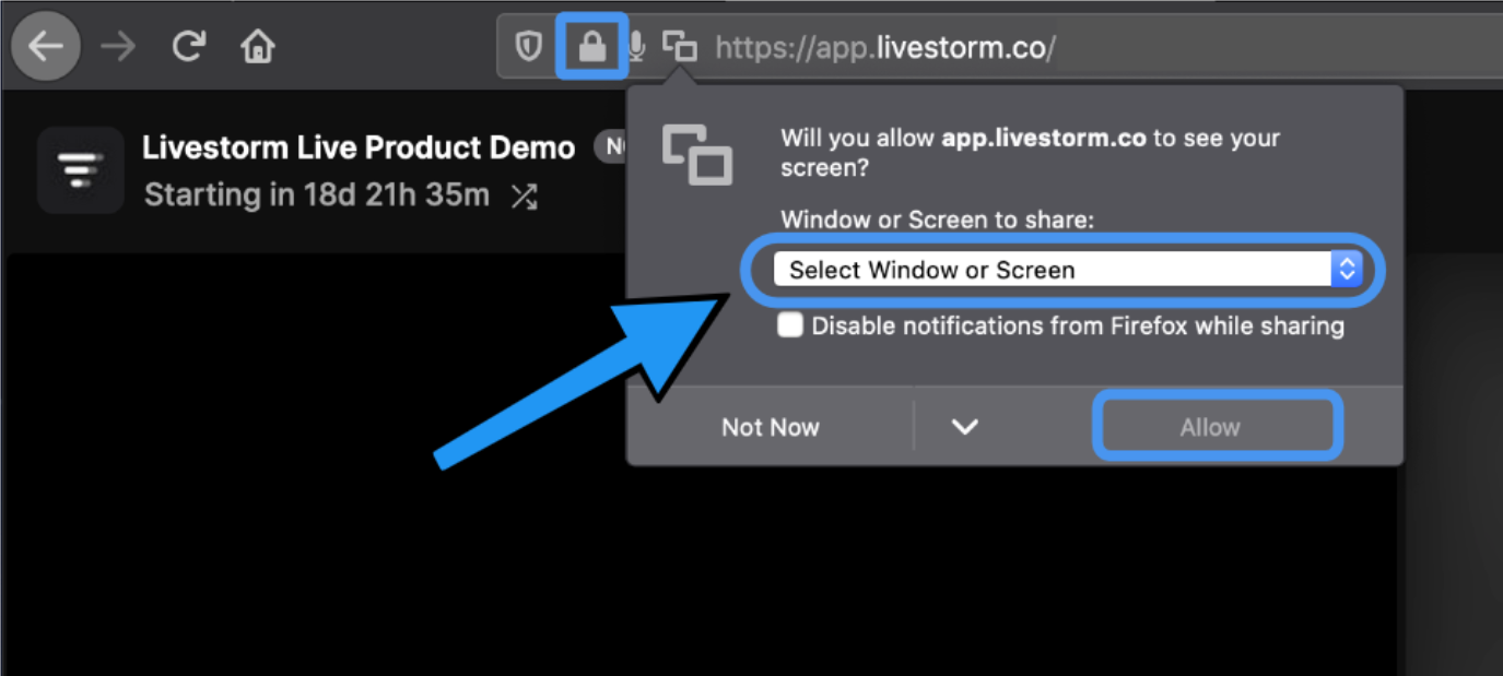 Manage Microphone Camera Screen Sharing Documentation Livestorm