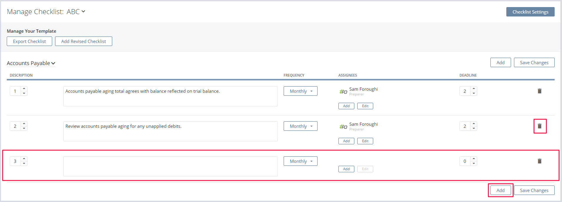 manage checklist floqast