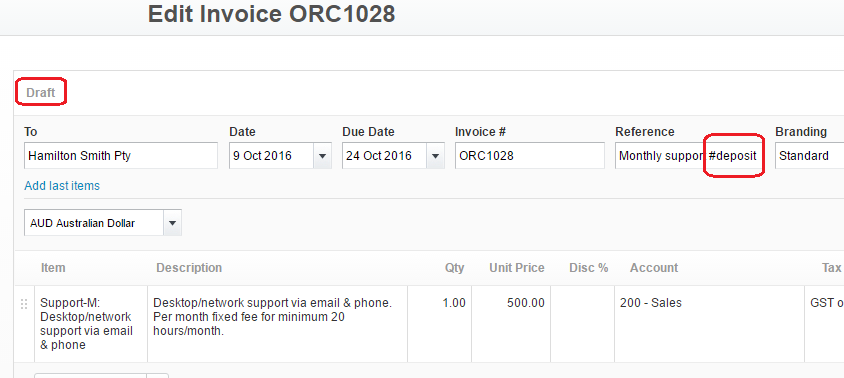 how to take deposits for a draft invoice billpower faq