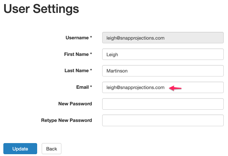How do I change my email address? Snap Projections Support 1888