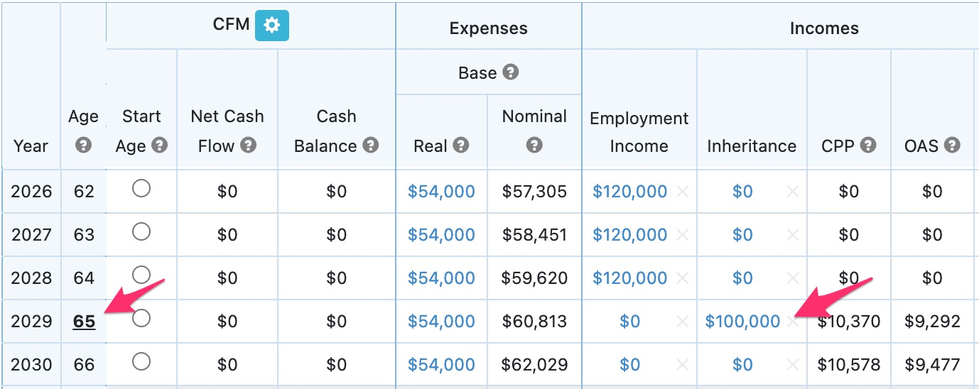 Lump Sum (Inheritance, Pension Lump Sum, etc.) Snap Projections Support 1888758