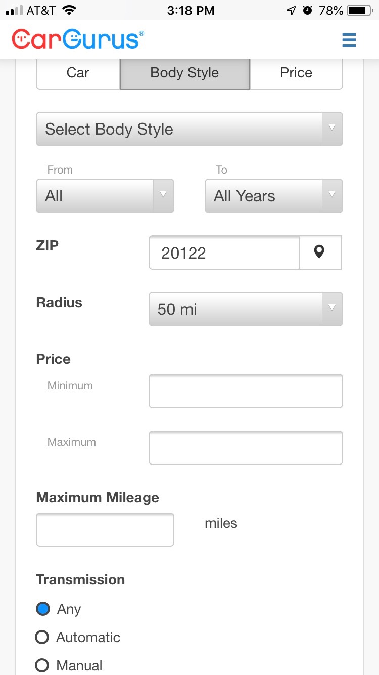 How do I search for a car? Help US