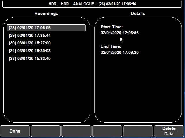 HDR Data Management Recordings