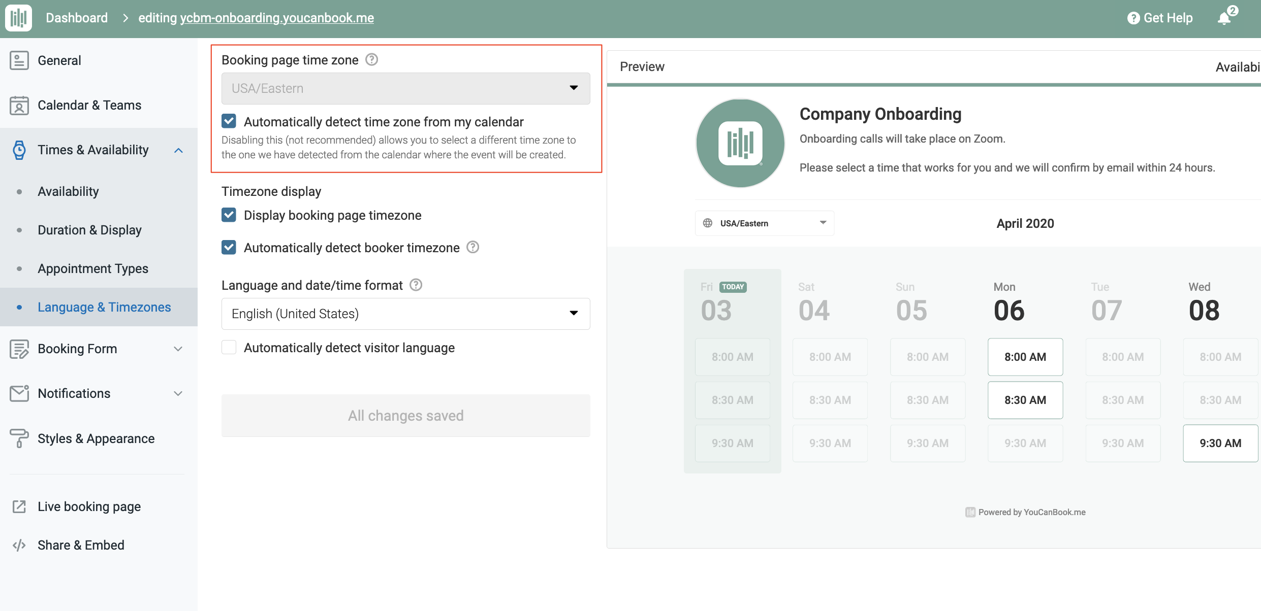 Team Booking Page Timezone Language Settings YouCanBook me Support team-booking-page-timezone-language-settings-youcanbook-me-support