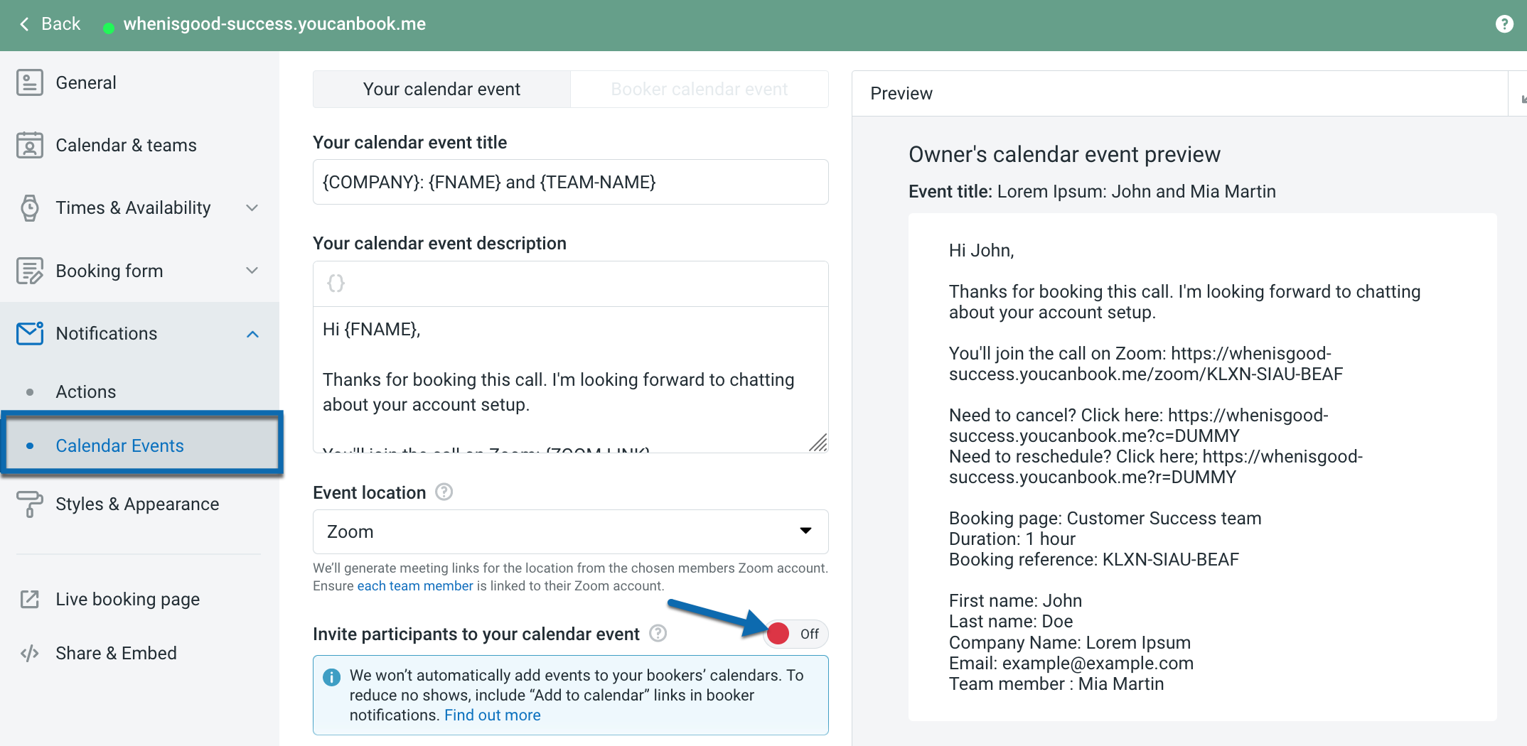 Managing Calendar Invitations - YouCanBookMe Support