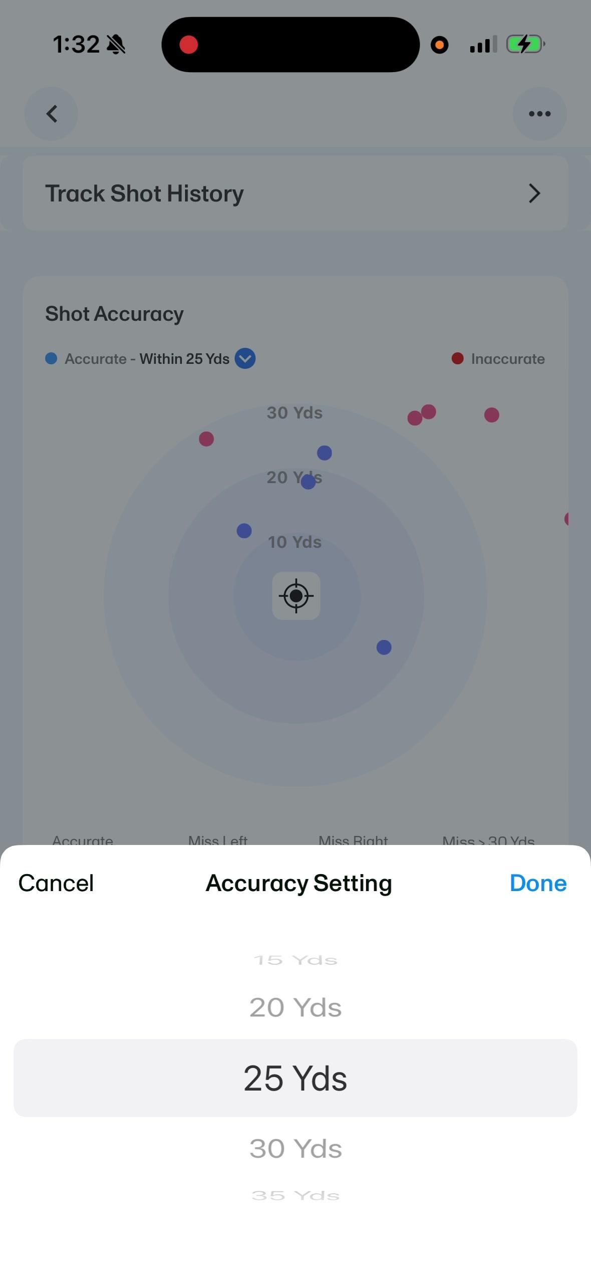 Choose a distance in Accuracy Setting, then tap Done.