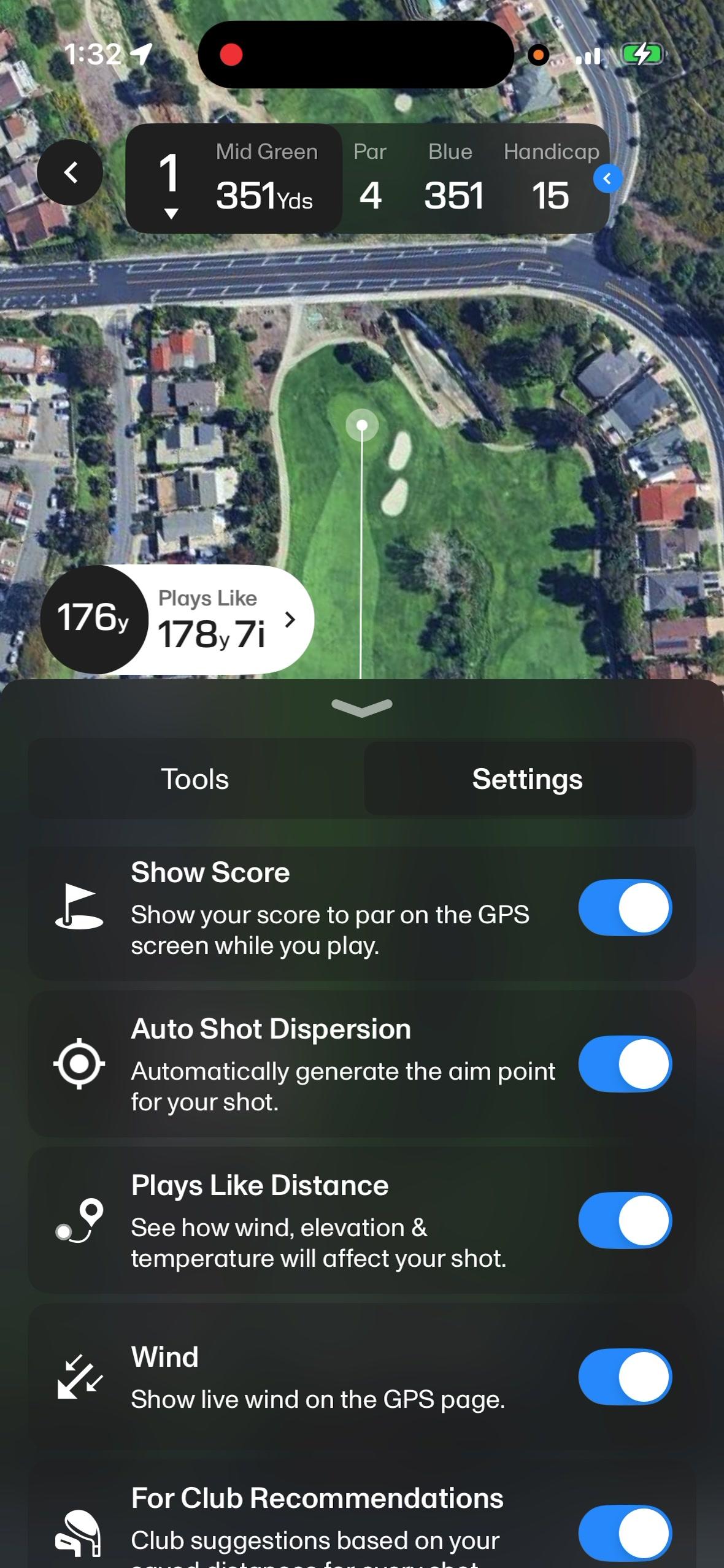 GPS > Tools > Settings > Auto Shot Dispersion.