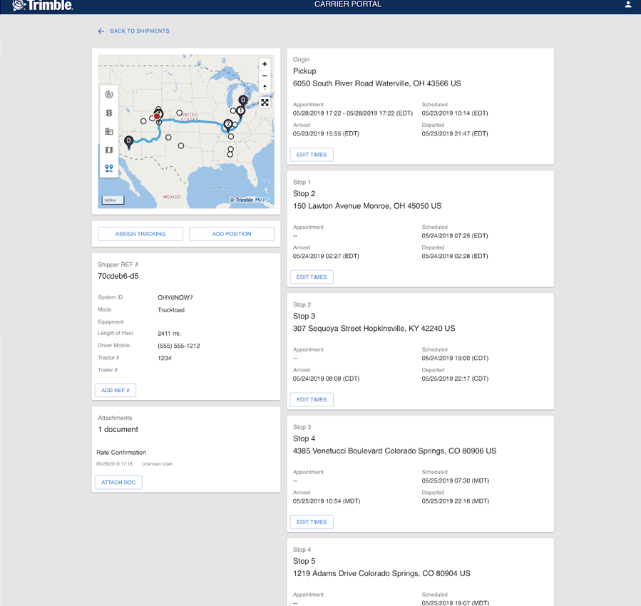 Carrier Portal Functionality Trimble Visibility