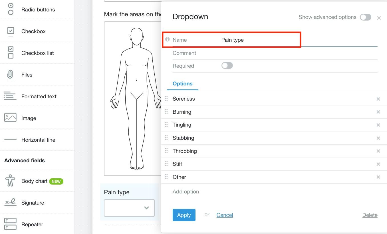 Add body charts to your web form - Hushmail Help