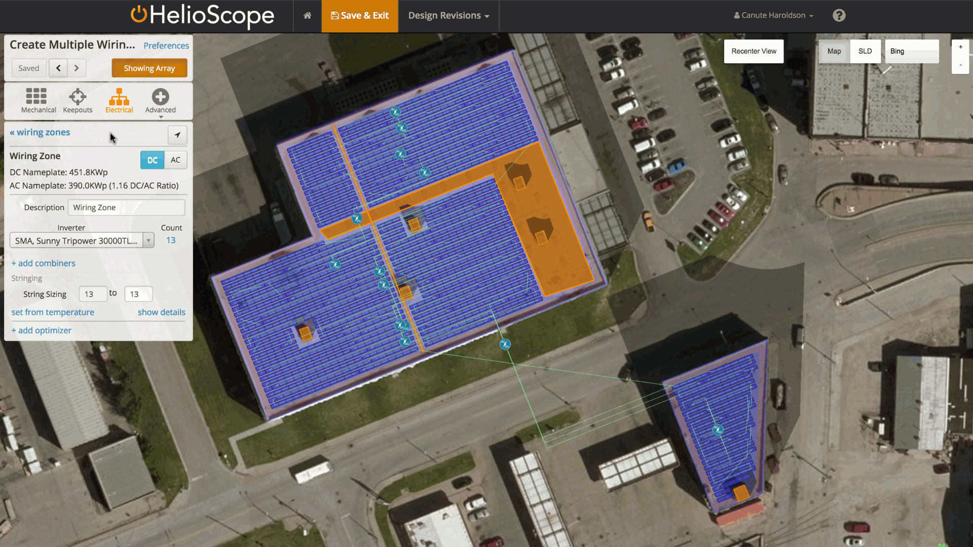 Create multiple Wiring Zones and inverter topologies - HelioScope