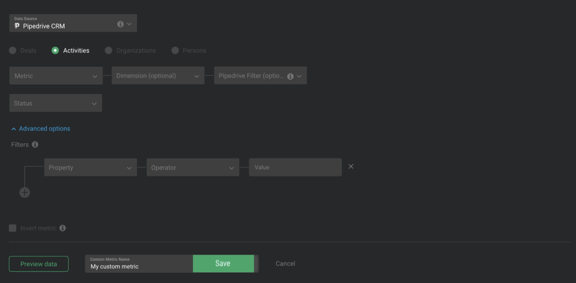 Pipedrive CRM活动查询生成器