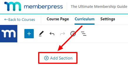 memberpress courses section