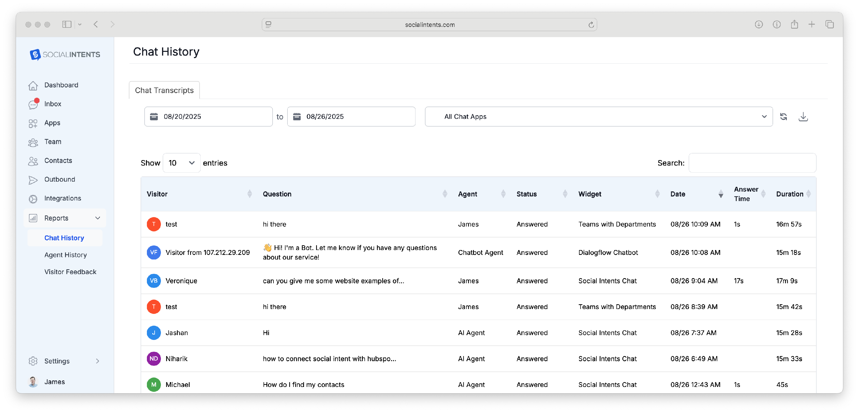 Live Chat History