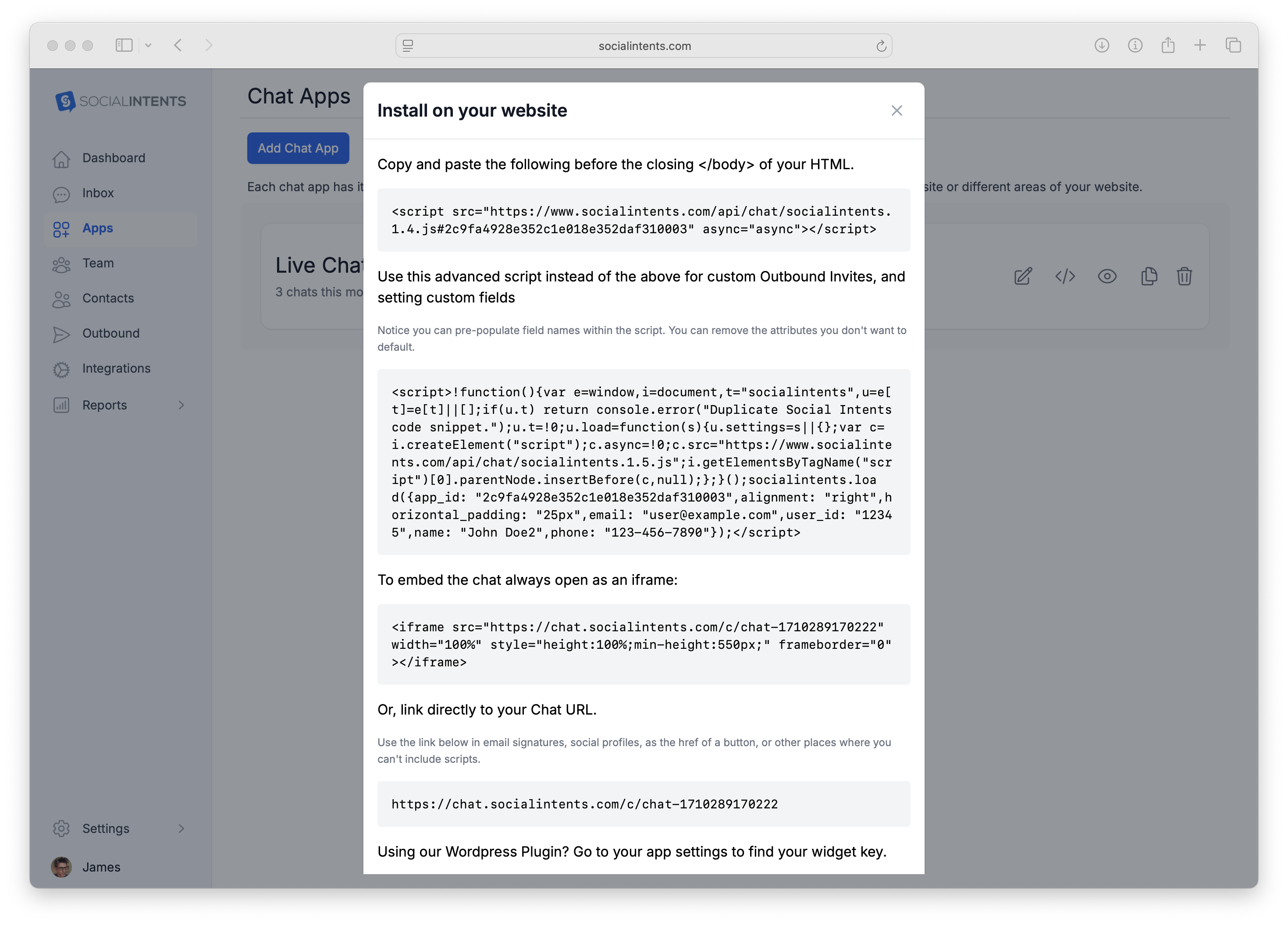 Live Chat Code Snippet