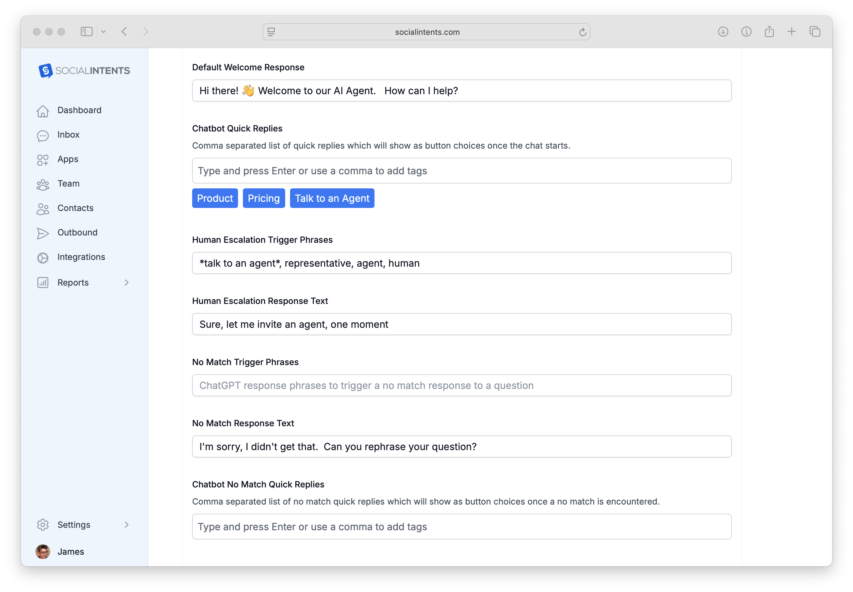 Chatbot Welcome Messages