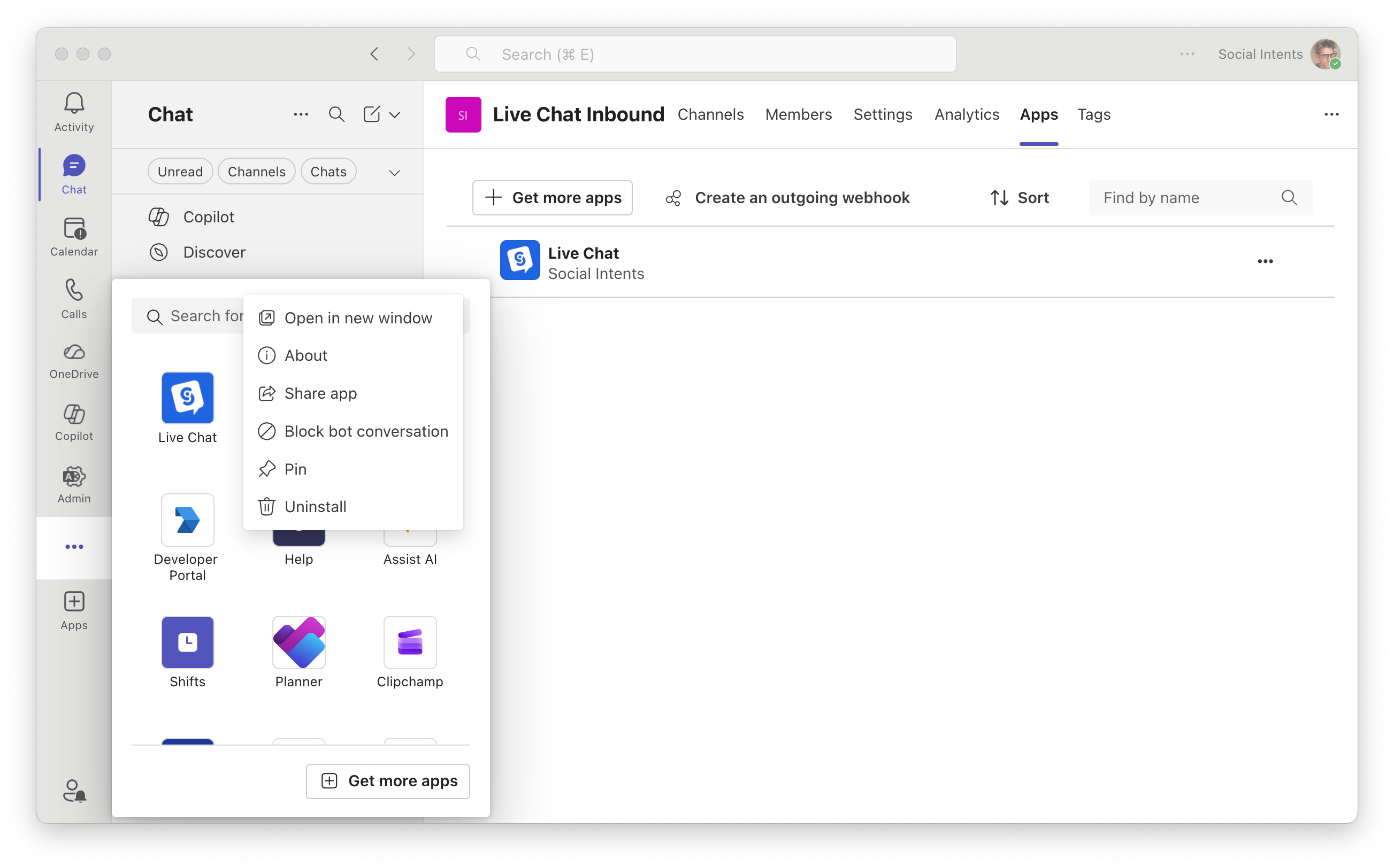 Apps Tab in Microsoft Teams to Manage Apps