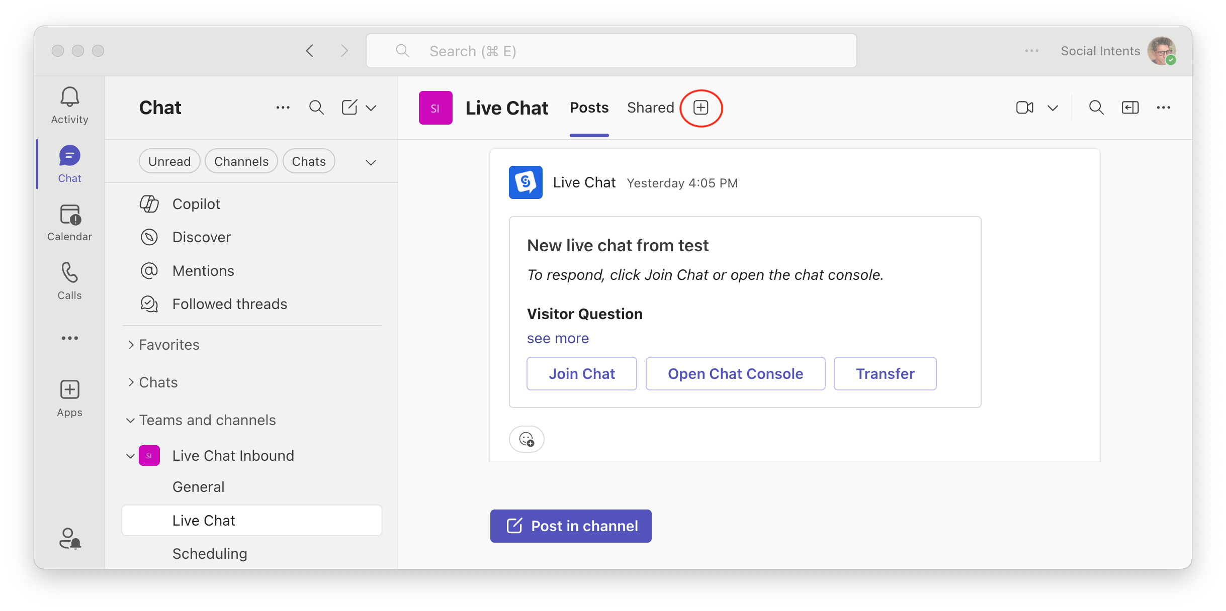 Add the Live Chat App to Teams