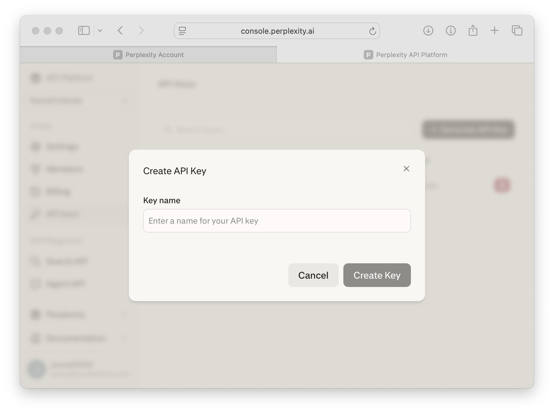 Perplexity Generate API Key