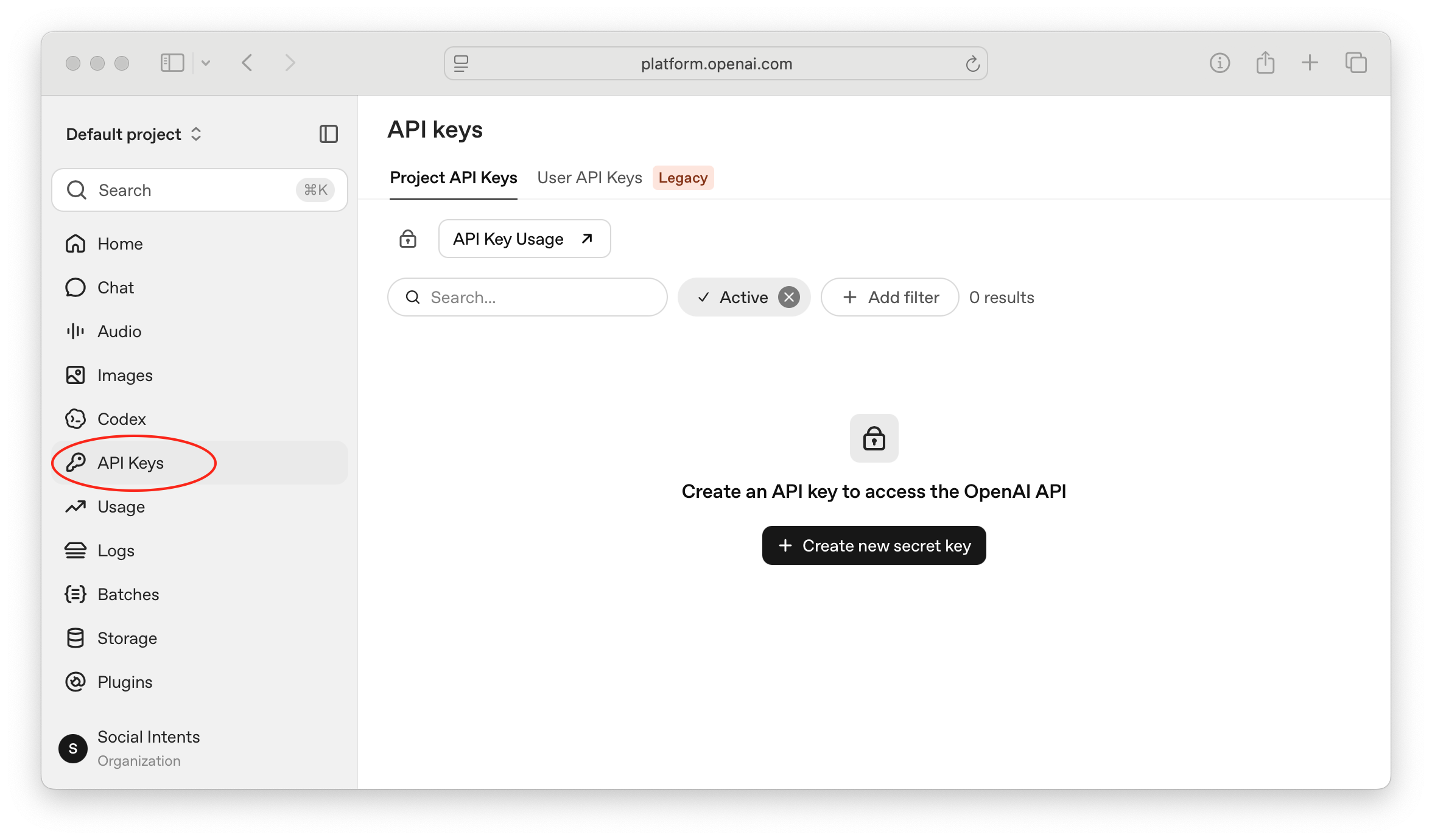Step 2 - open API Keys