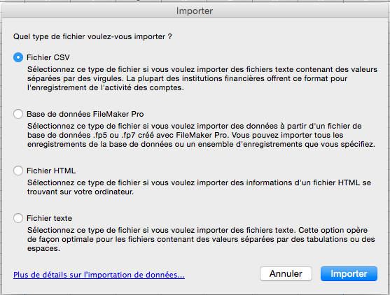 importare csv 