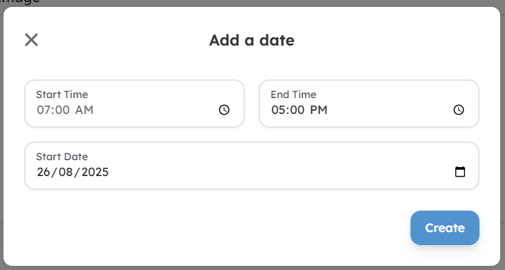 Ad -hoc activity date-time picker