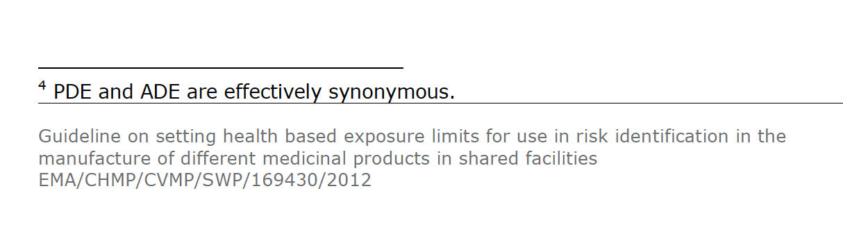 EMA Health-based exposure limits