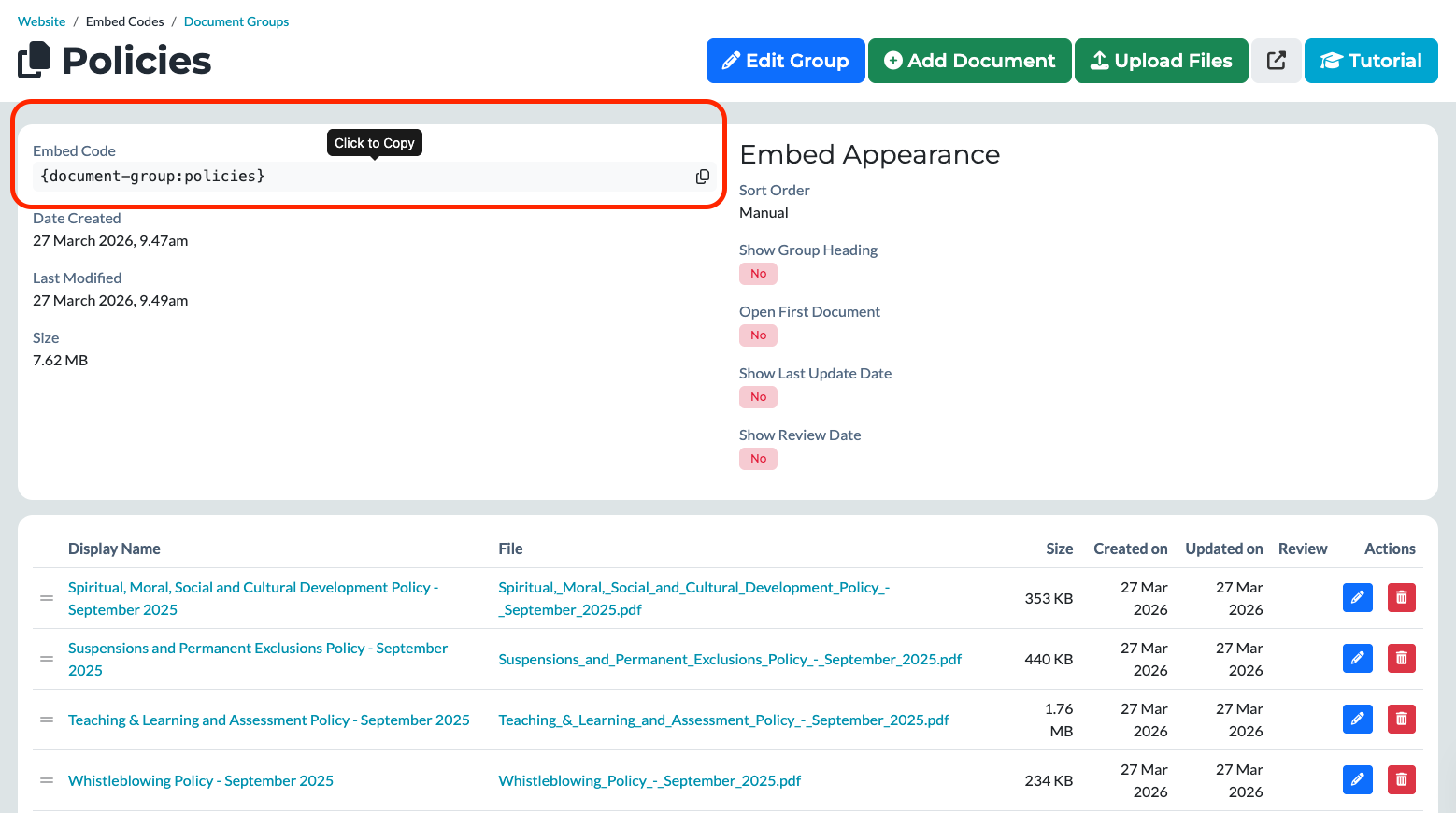 Managing Embed Codes - Schudio Knowledge Base