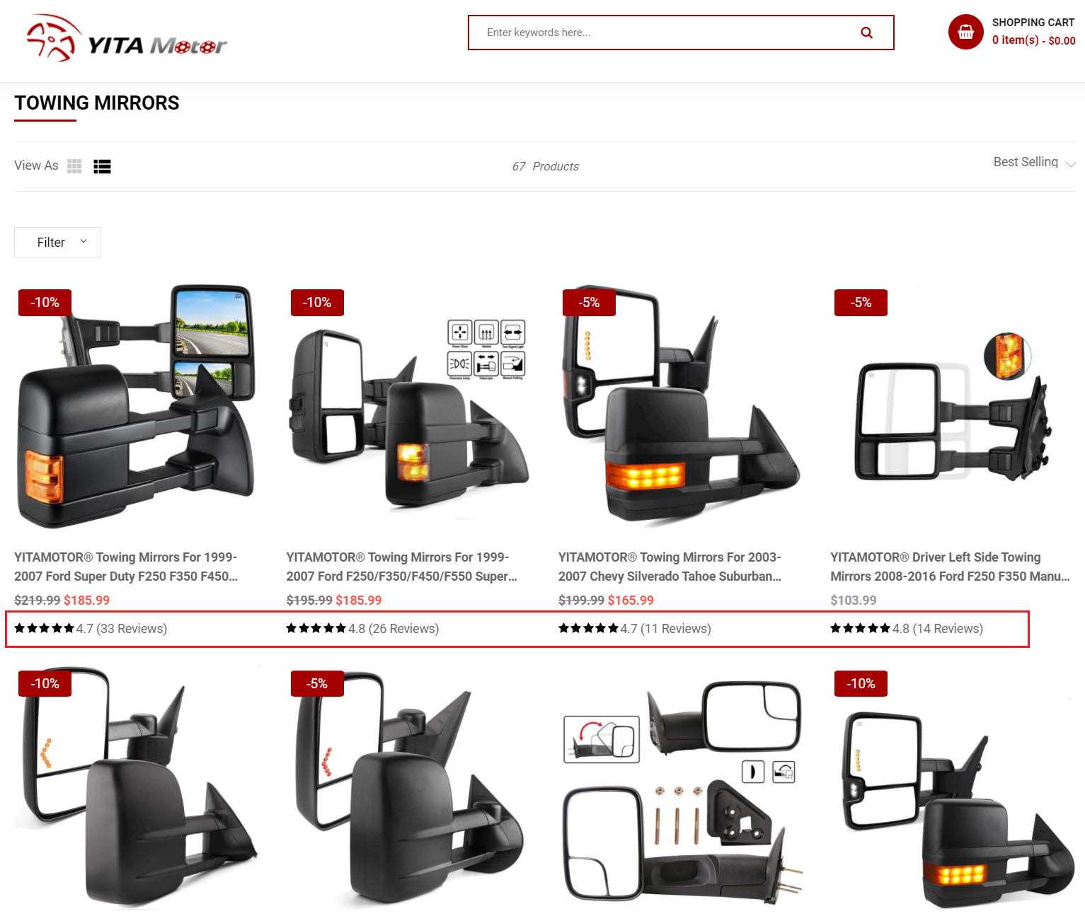 Display reviews/rating in the product items