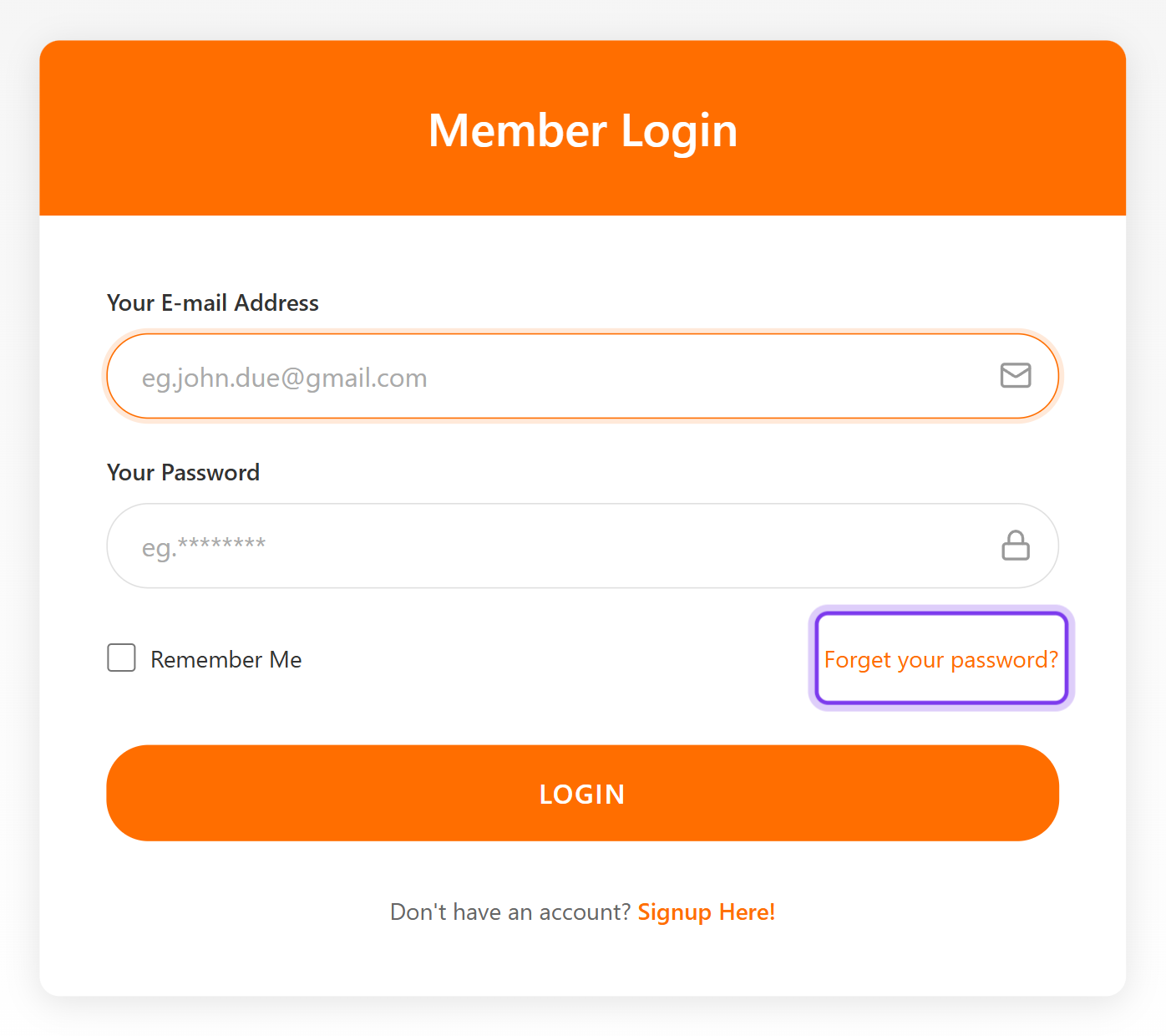 The login page with the Forget your password? link highlighted