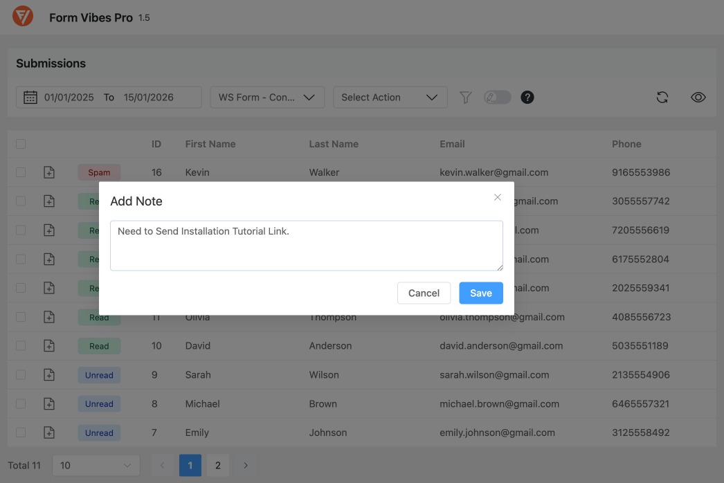 Form Vibes: Add a Note