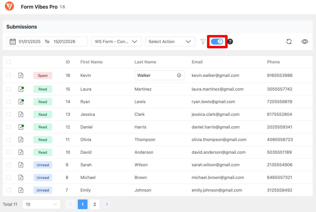 Form Vibes: Enable Edit Submission Button