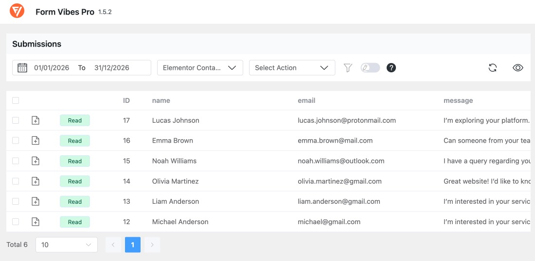 View Form Submissions in Form Vibes