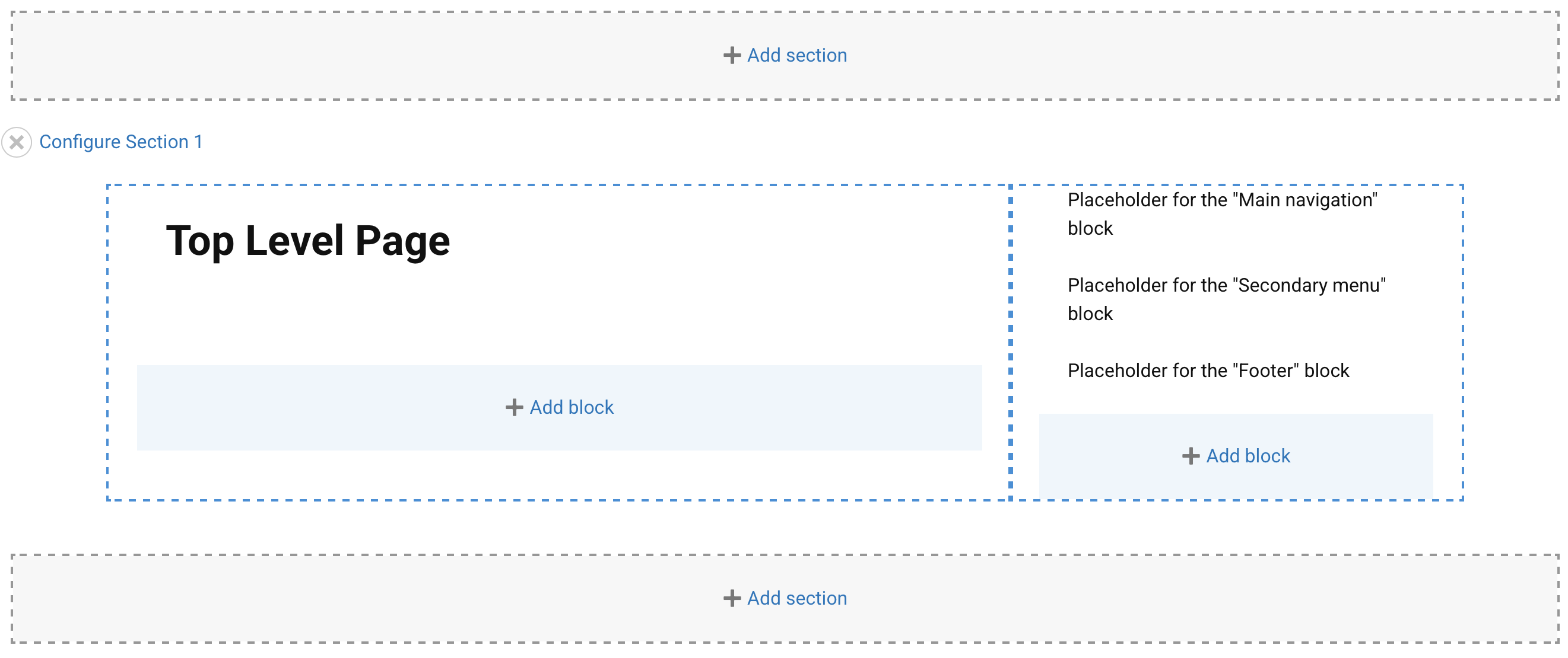 A screenshot of the default layout for basic pages in Web Express