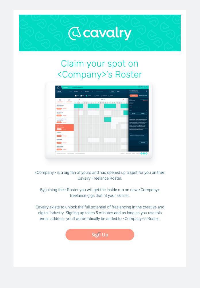add an individual freelancer to a roster cavalry freelancing