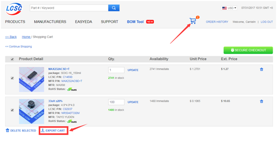 how to export bom to an excel spreadsheet lcsc support center bom spreadsheet
