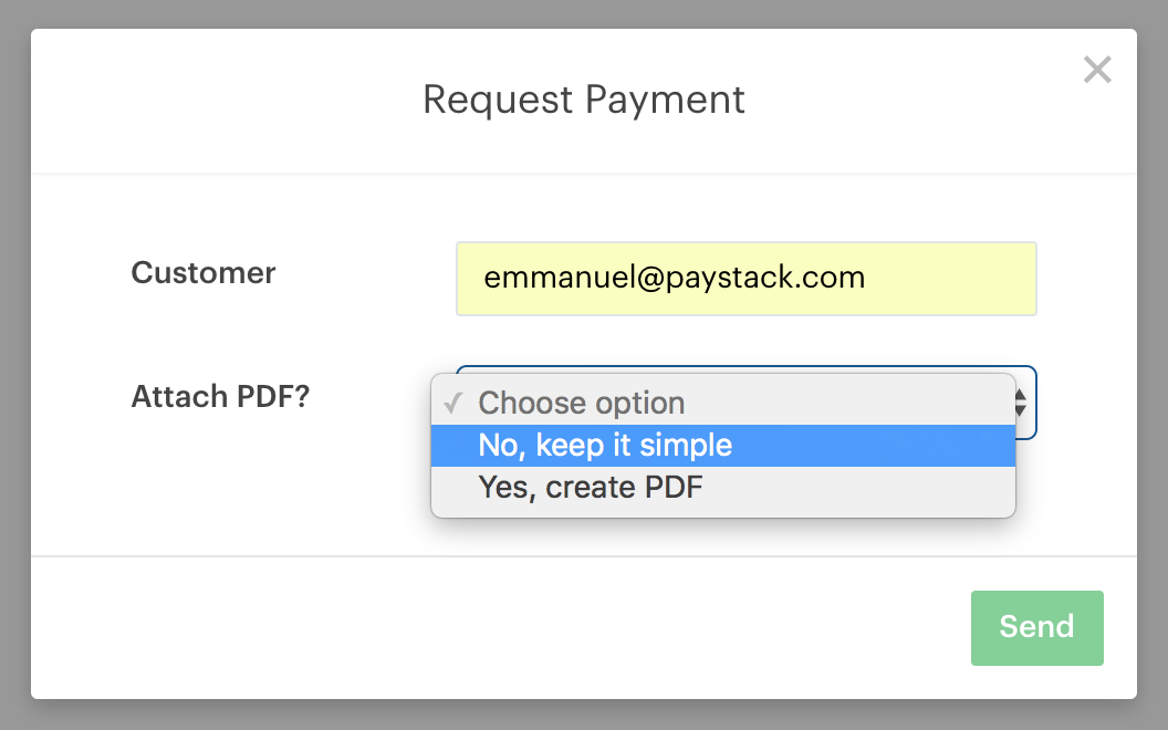 request payment from customer