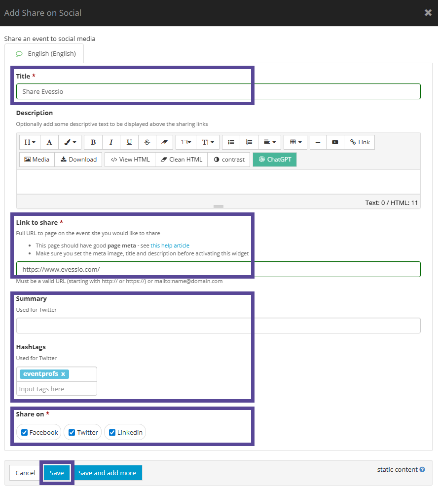 Share on Social Widget - Evessio Knowledge Base