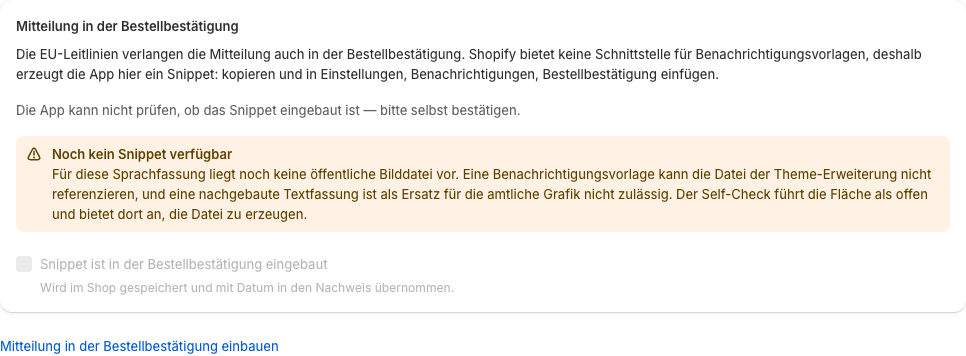 Der E-Mail-Bereich mit dem Liquid-Snippet zum Kopieren