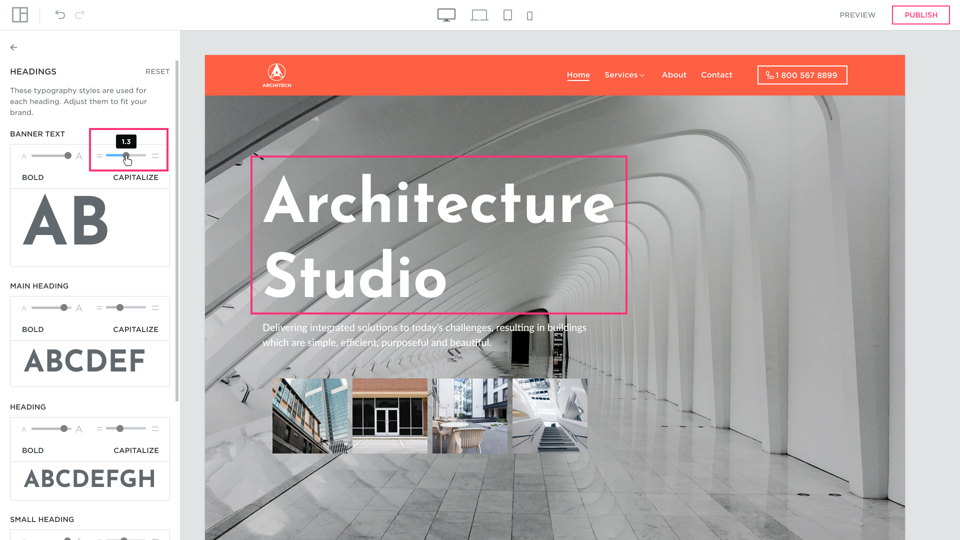 Theme Headings Website Builder Help