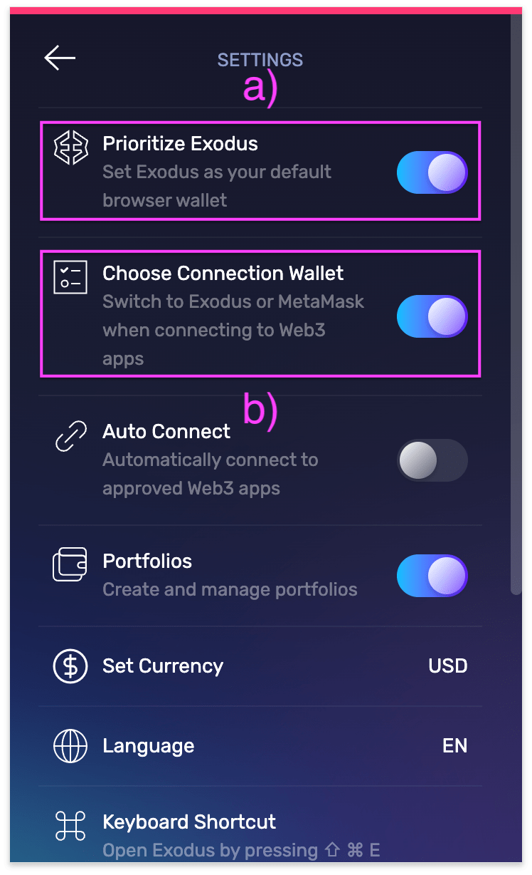 Connect to 3 apps if Exodus isn't on the list of wallets