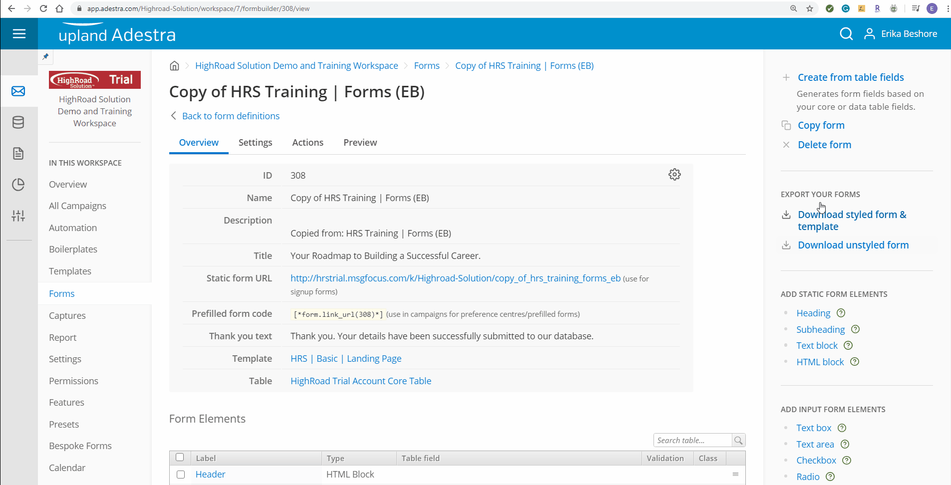 Form Elements Adestra Message Focus