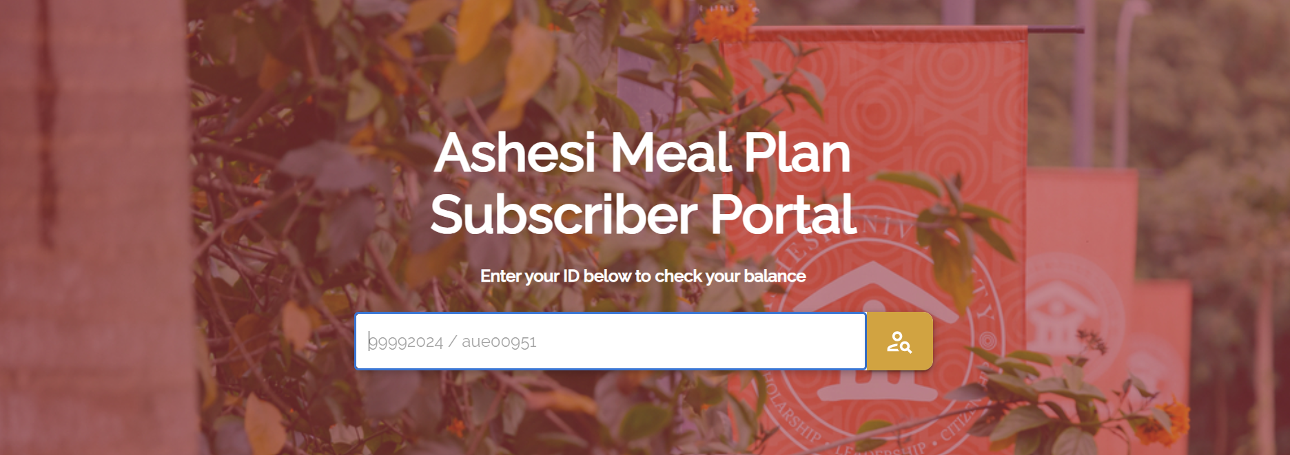 Screenshot of Meal plan subscriber landing page