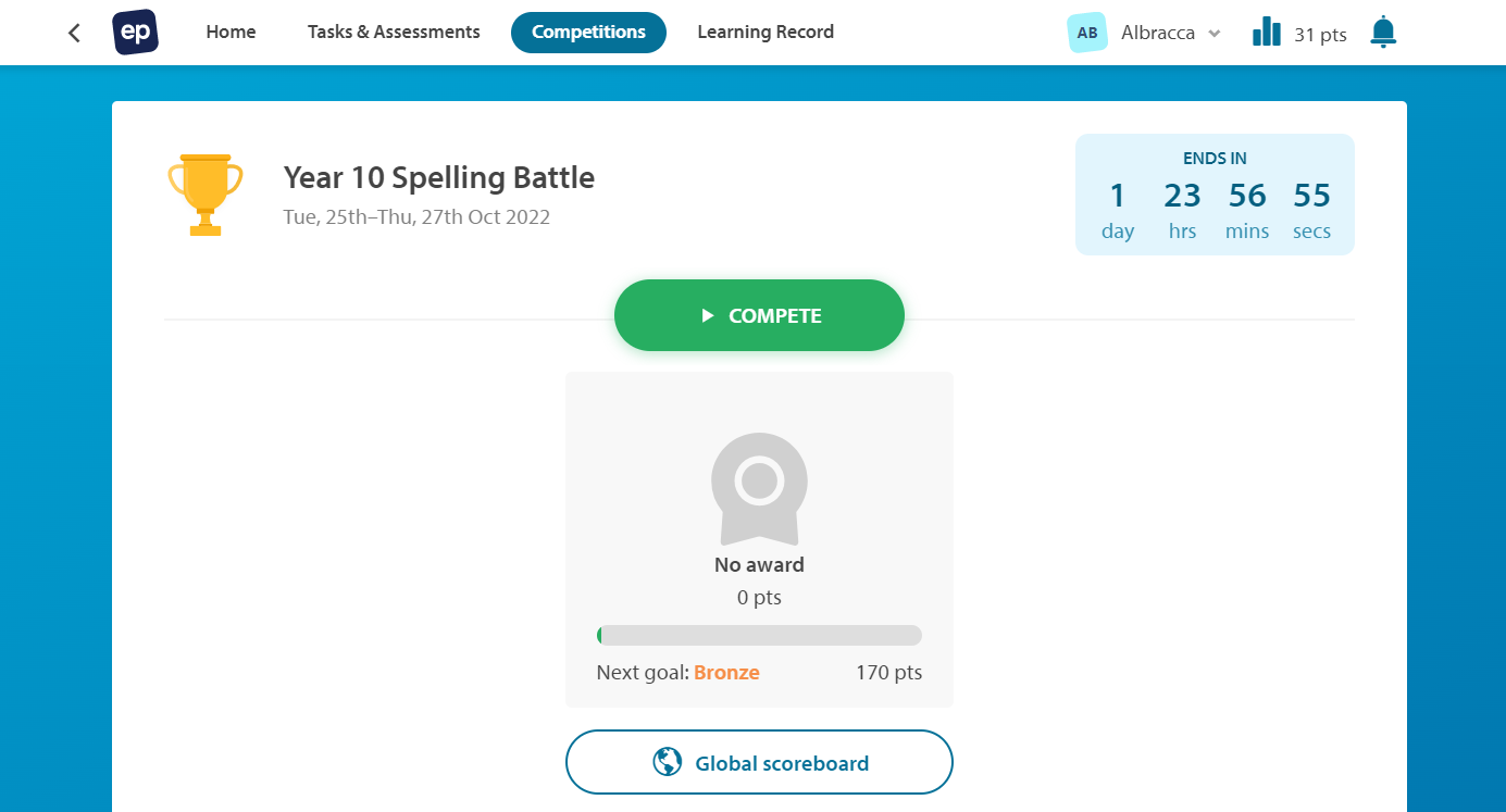 How do students check how many points they've earned? EP Students