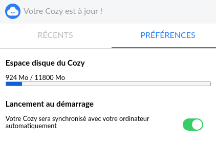 Préférences de Cozy Drive