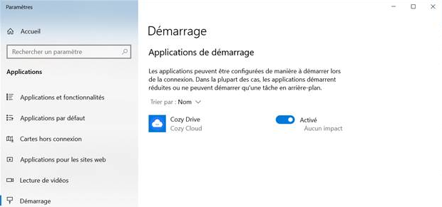 Application de démarrage sous Windows