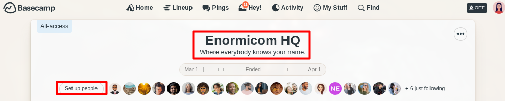 an image showing a red box highlighting the HQ calllout and how to set up people